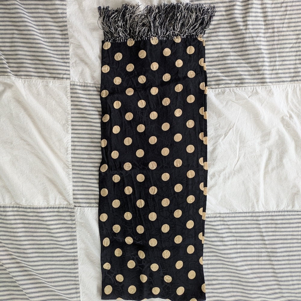 Nick and Nora Black and Gold Silk Polka Dot Scarf - Picture 6 of 8